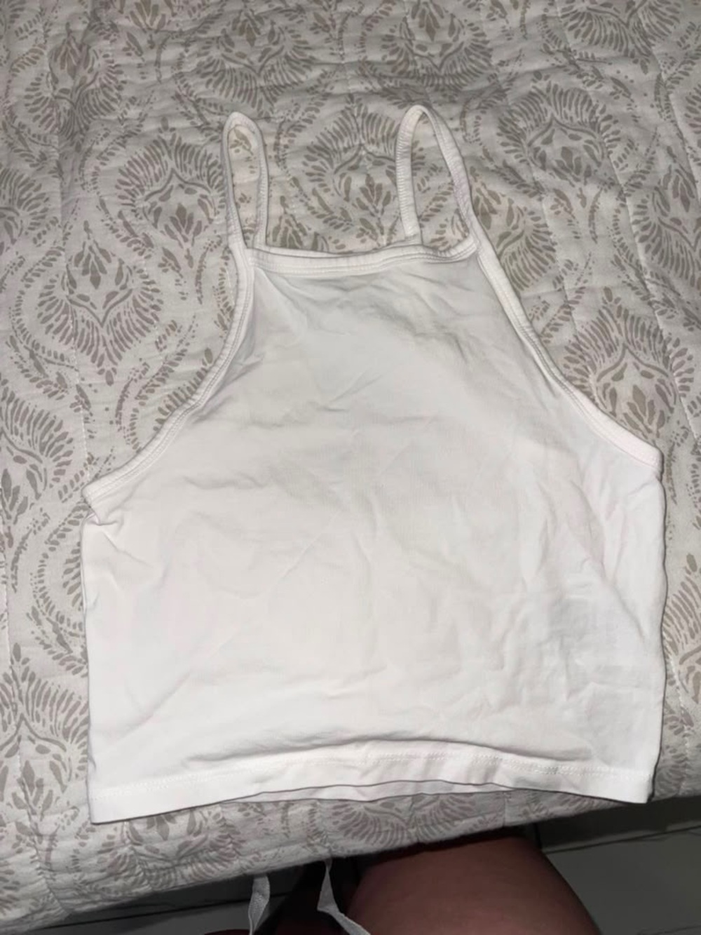Divided White Cropped Halter Tank Top